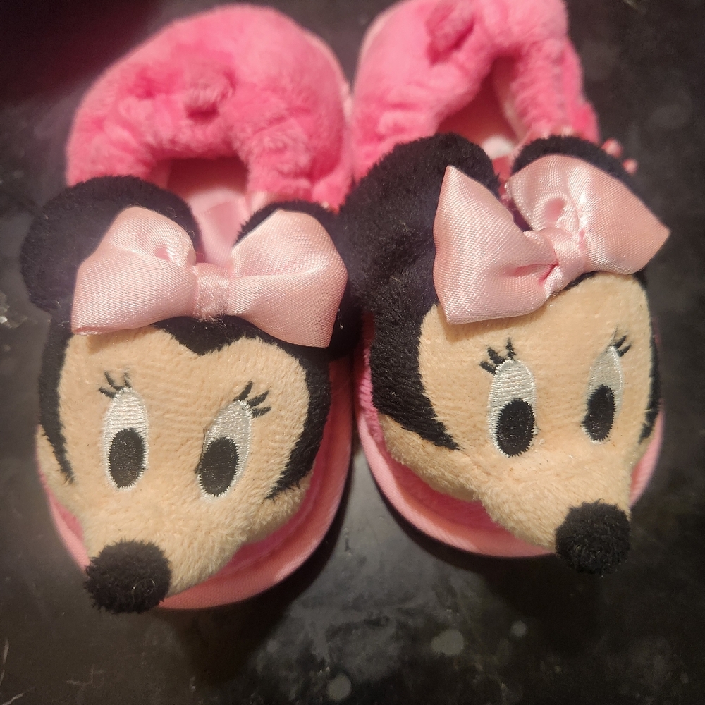 Pink Minnie Mouse Baby Slippers